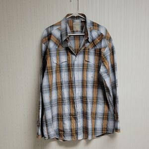 Roper Multicolor Plaid Long Sleeve Pearl Snap Shirt men's Sz XL